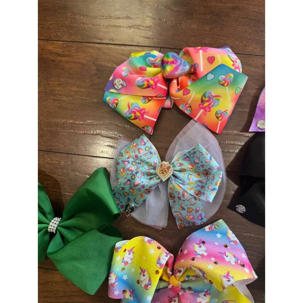 JoJo Siwa‎ Hair Bow Bundle – 13pc Lot w/ Charms, Glitter, Sequins & Prints
